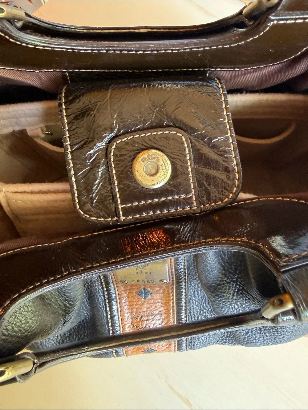 Vintage MCM mixed media satchel